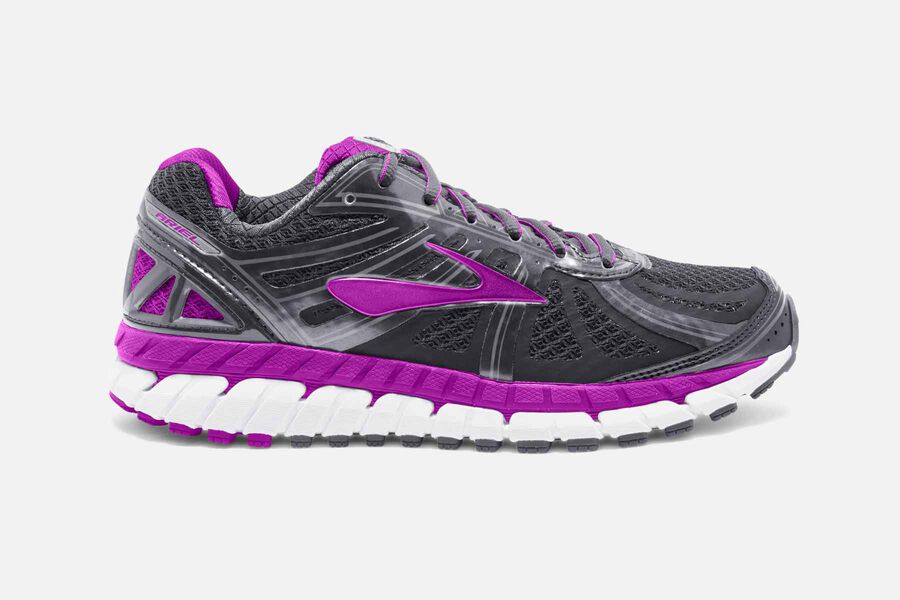 Tenis Corrida Brooks Ariel '16 Feminino Brasil - Cinzentas Escuro/Roxo 7698405-XE